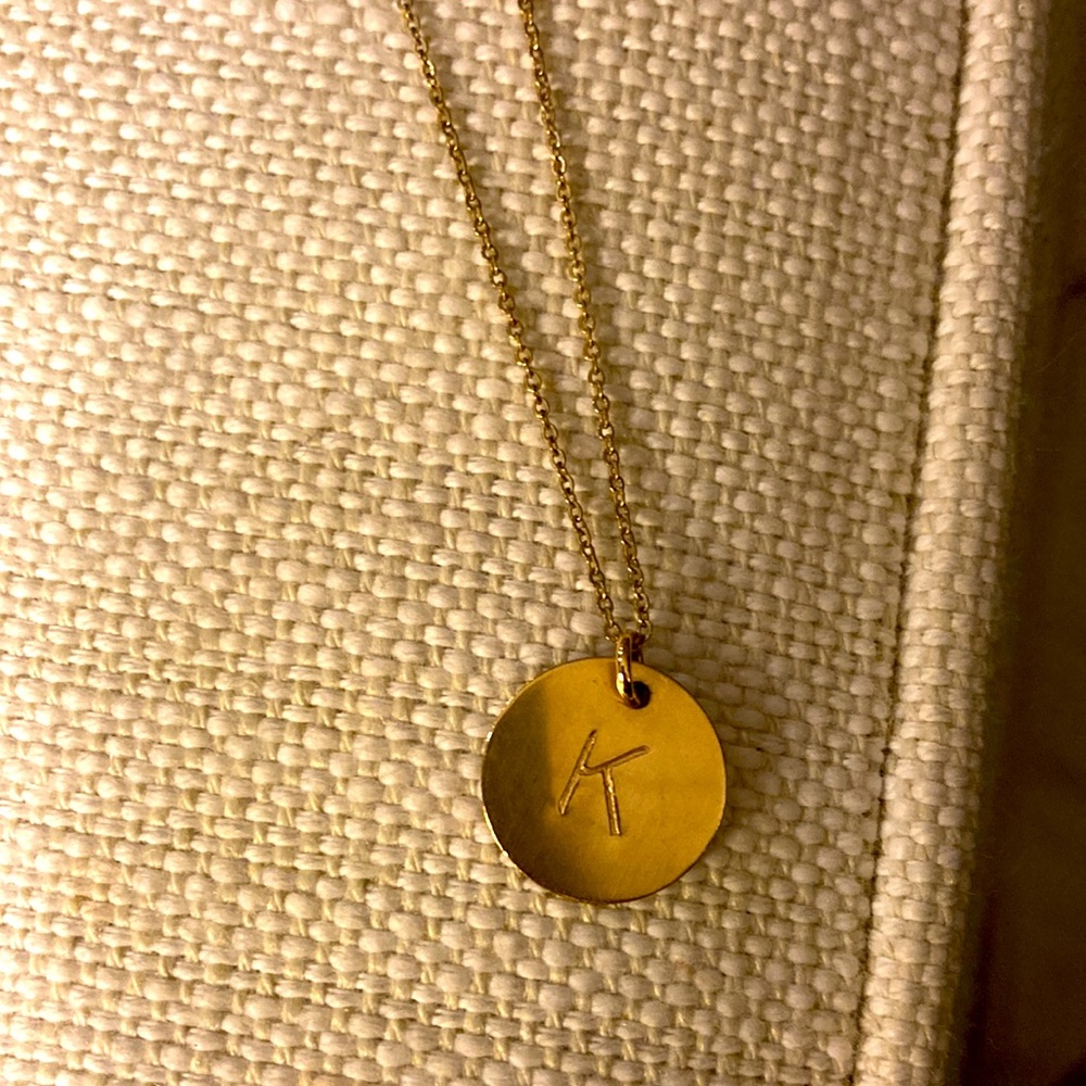 Etsy initial “K” necklace. Worn once. Brass.